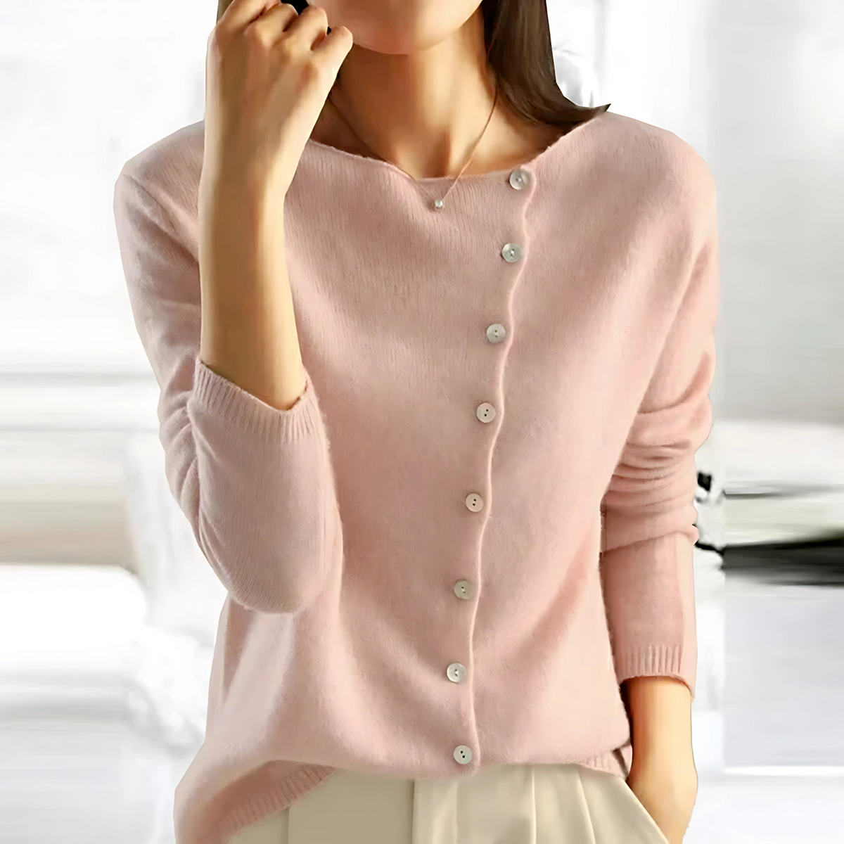 Chiara | Asymmetric Collar Knit Cardigan