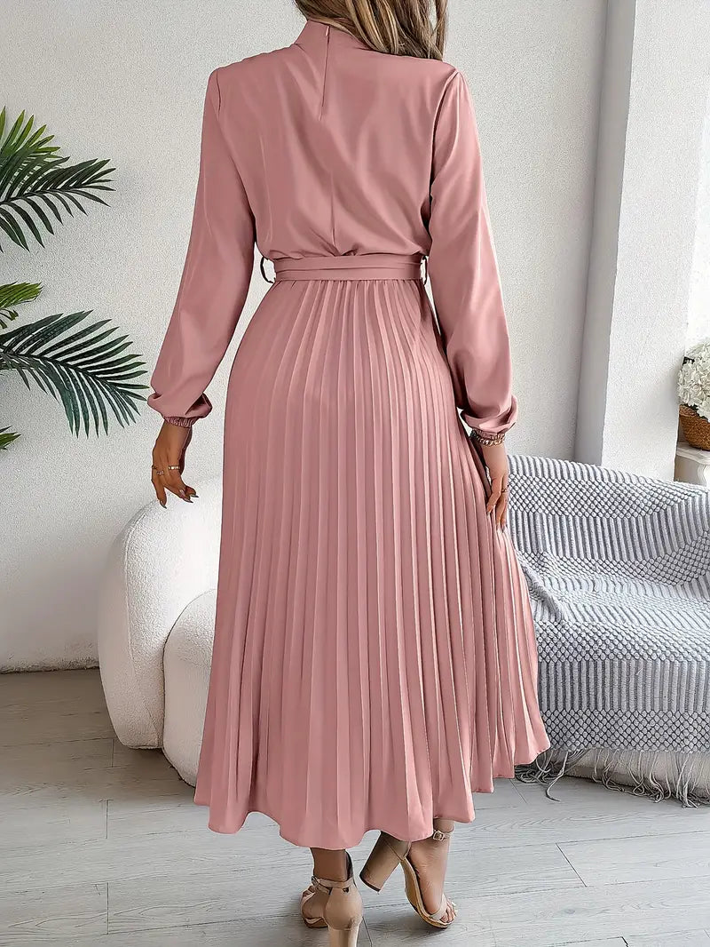Rosalind | Women's Tie-Neck Pleated Maxi Dress