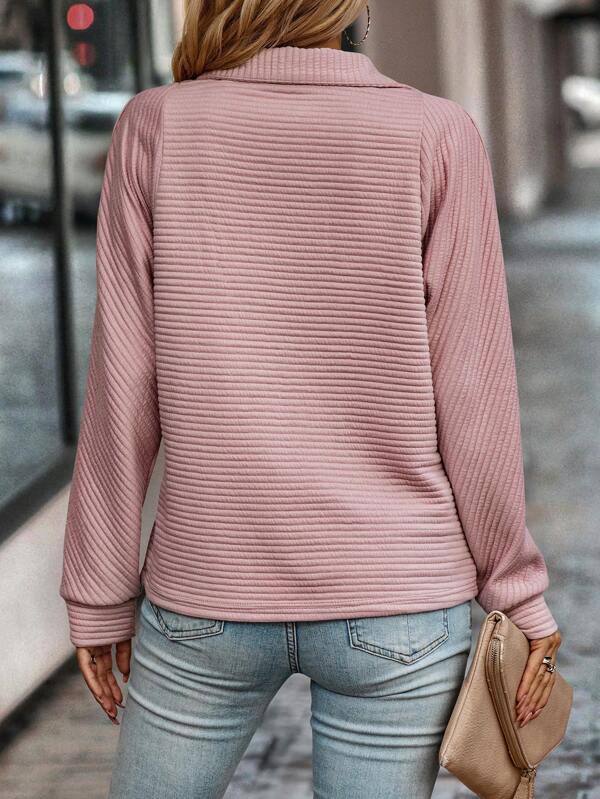 Mia | Polo Collar Quarter-Zip Long Sleeve Waffle Knit Sweater