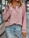 Mia | Polo Collar Quarter-Zip Long Sleeve Waffle Knit Sweater