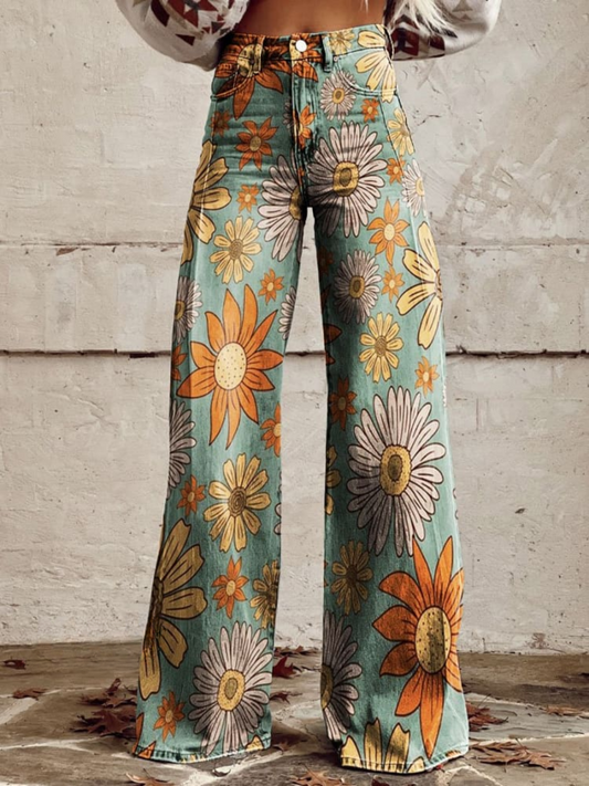 Willow | Women's Printed Wide Leg Jeans for Effortless Boho Style
