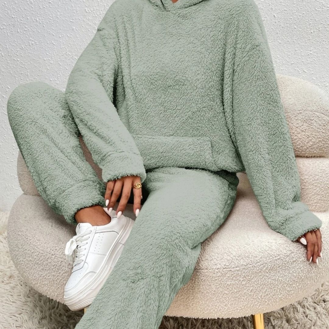 Amber | Fluffy Teddy Fleece Hoodie & Jogger Loungewear Set