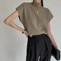 Lena | Mock Neck Sleeveless Knit Vest Top