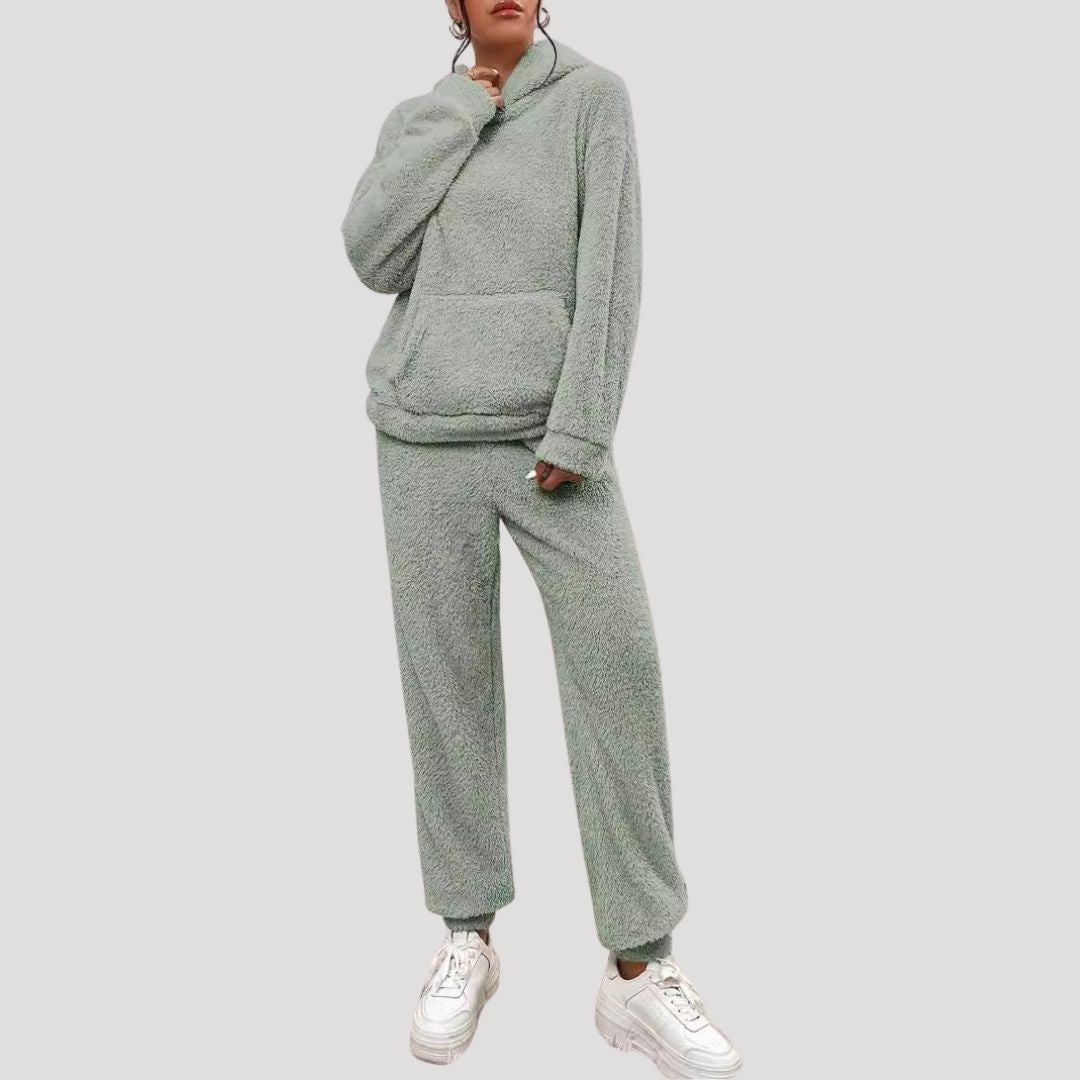 Amber | Fluffy Teddy Fleece Hoodie & Jogger Loungewear Set