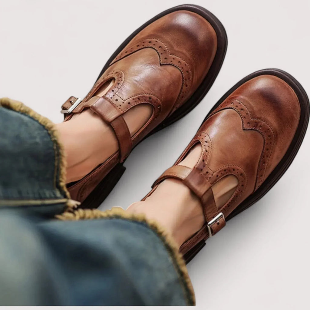 Margarethe | Women's Leather T-Bar Ankle Boots for Effortless Vintage Style