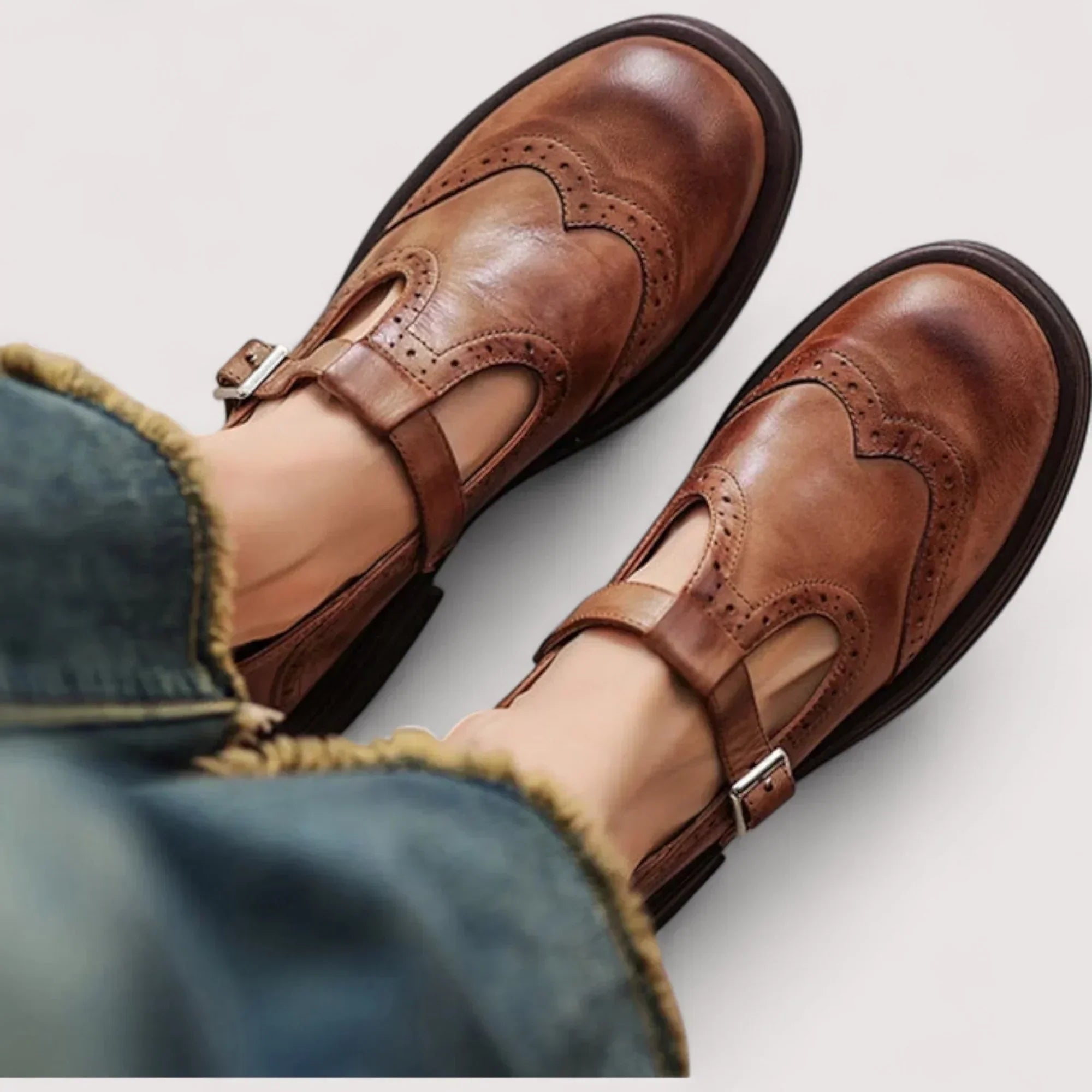 Margarethe | Women's Leather T-Bar Ankle Boots for Effortless Vintage Style