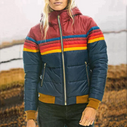 Raina | Rainbow Stripe Waterproof Quilted Jacket