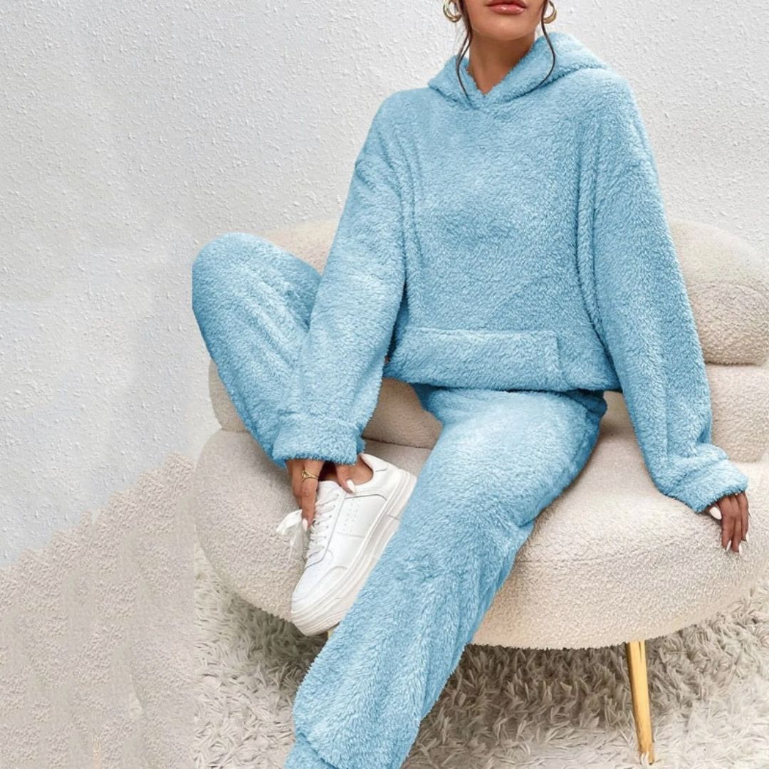 Amber | Fluffy Teddy Fleece Hoodie & Jogger Loungewear Set