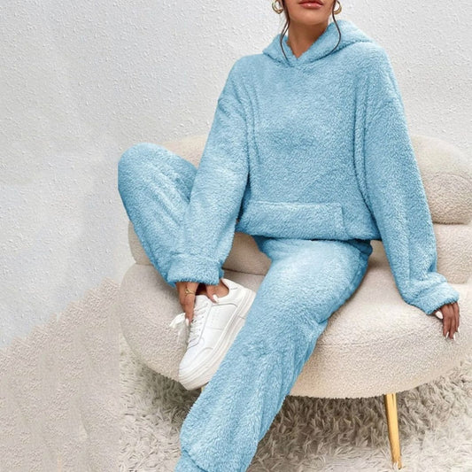 Amber | Fluffy Teddy Fleece Hoodie & Jogger Loungewear Set