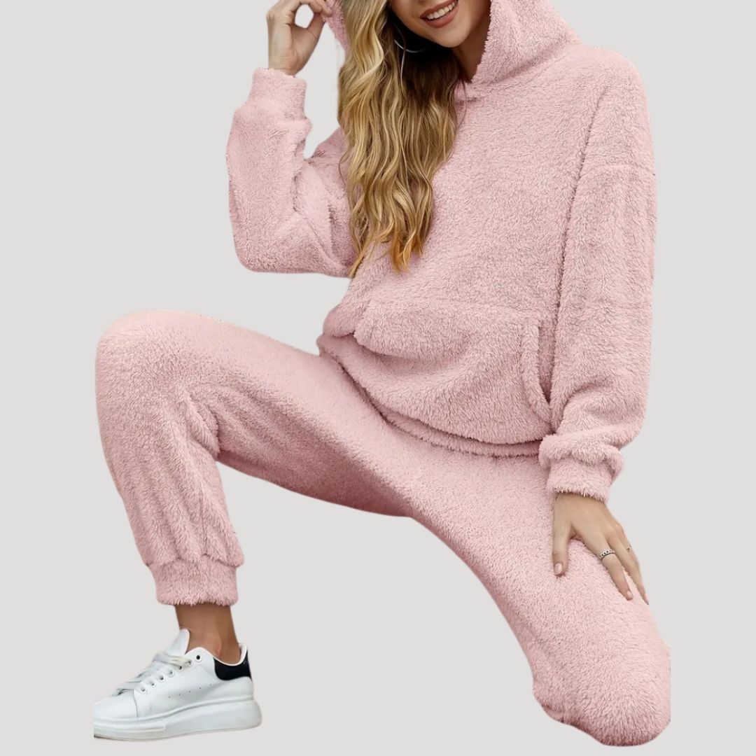 Amber | Fluffy Teddy Fleece Hoodie & Jogger Loungewear Set