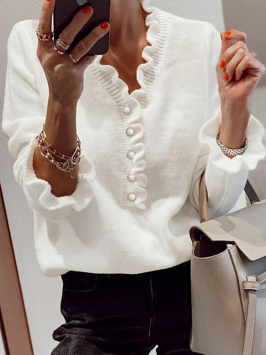 Amy | Women's Ruffle Trim Blouse for Effortless Elegance