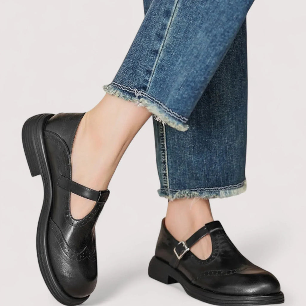 Margarethe | Women's Leather T-Bar Ankle Boots for Effortless Vintage Style