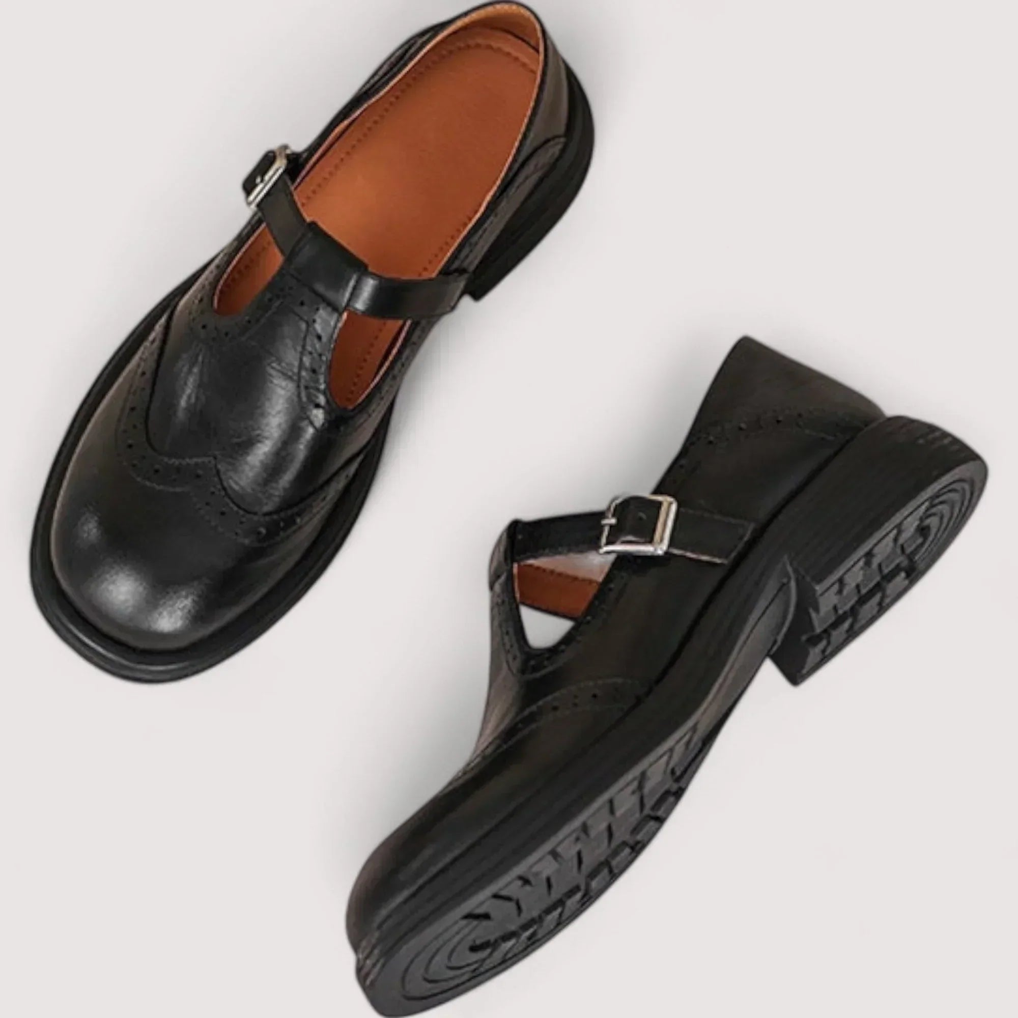 Margarethe | Women's Leather T-Bar Ankle Boots for Effortless Vintage Style