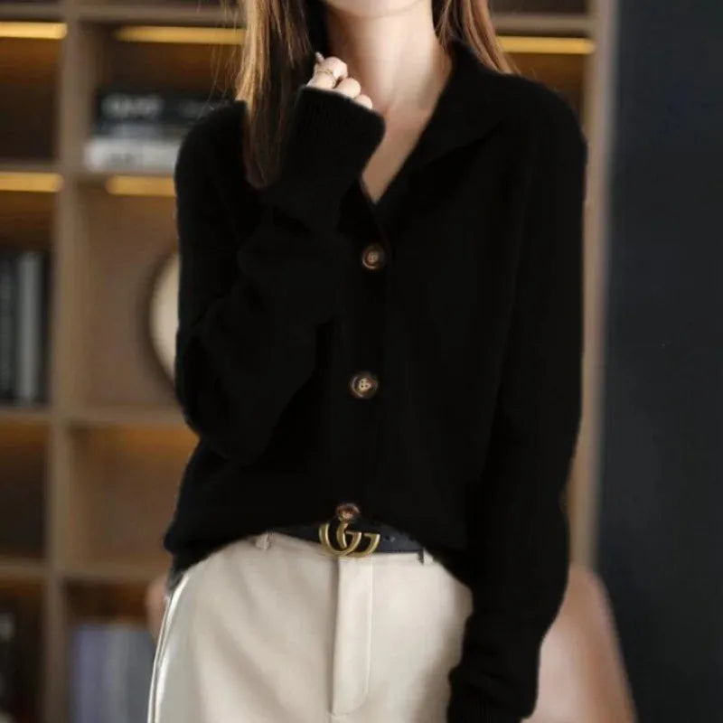 Anny | Collared Button-Up Knit Cardigan