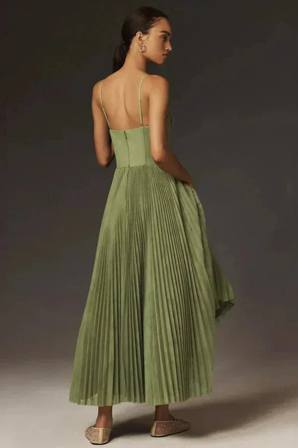 Colette | Bustier Pleated Tulle Midi Dress