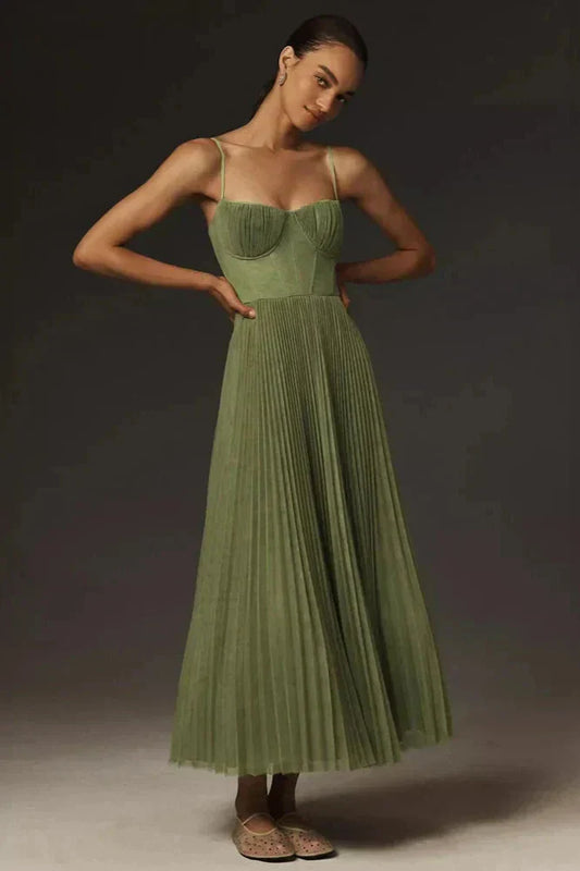 Rosalind | Women's Pleated Corset Maxi Dress for Effortless Elegance
