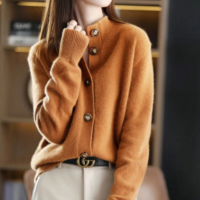 Anny | Collared Button-Up Knit Cardigan