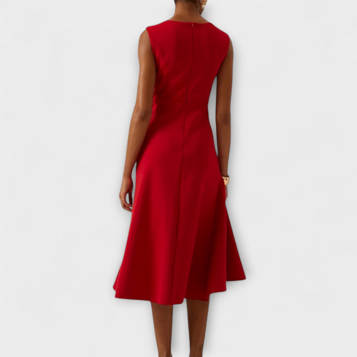 Ariane Asymmetric Ruffle Midi Dress