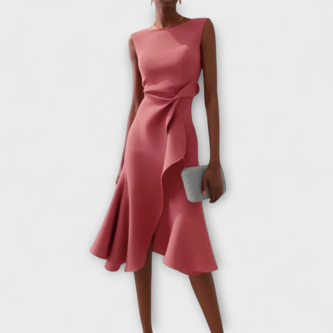 Ariane | Asymmetric Ruffle Midi Dress