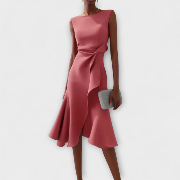 Ariane | Asymmetric Ruffle Midi Dress