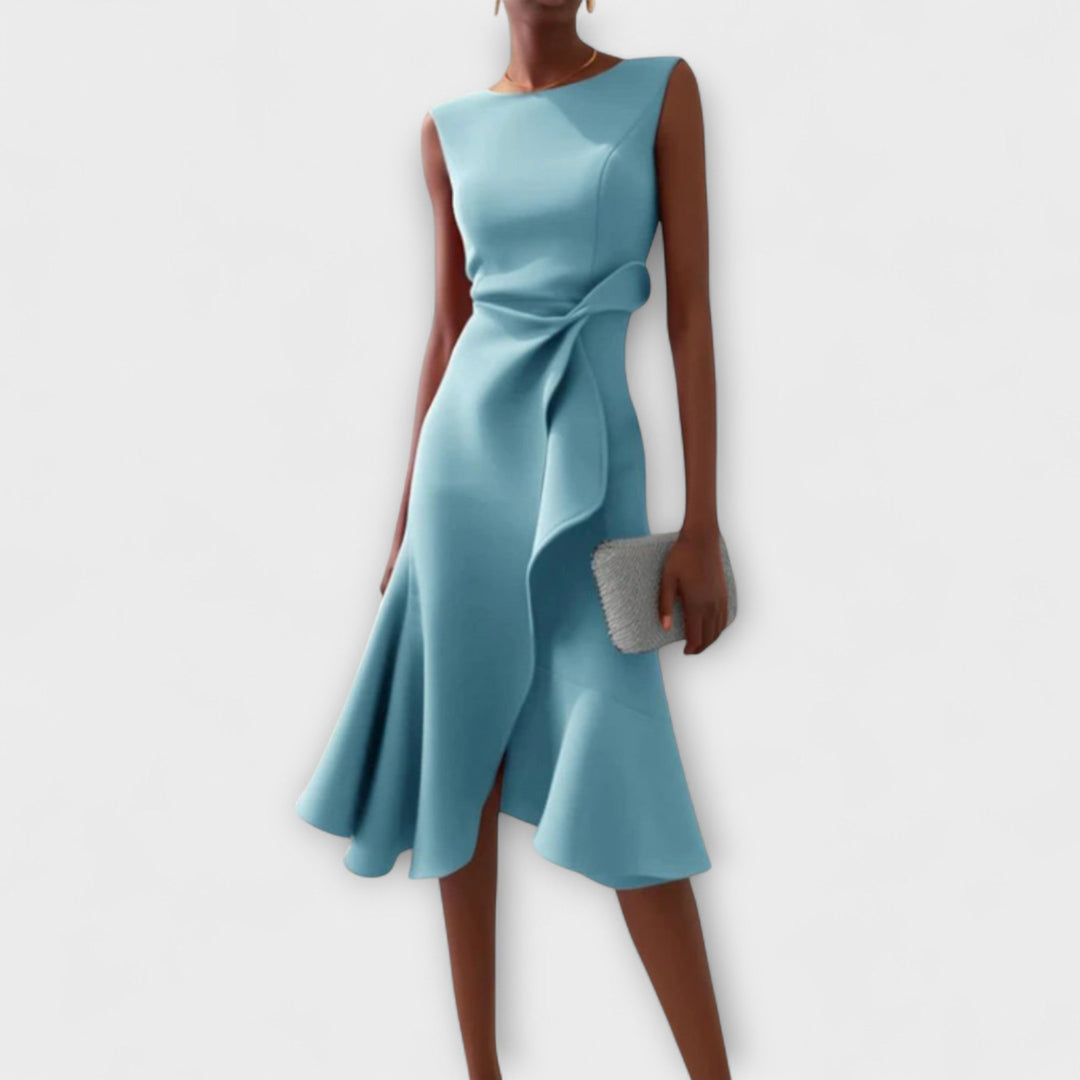 Ariane | Asymmetric Ruffle Midi Dress