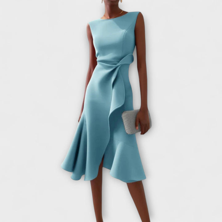 Ariane | Asymmetric Ruffle Midi Dress