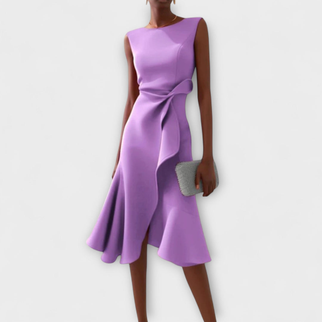 Ariane | Asymmetric Ruffle Midi Dress