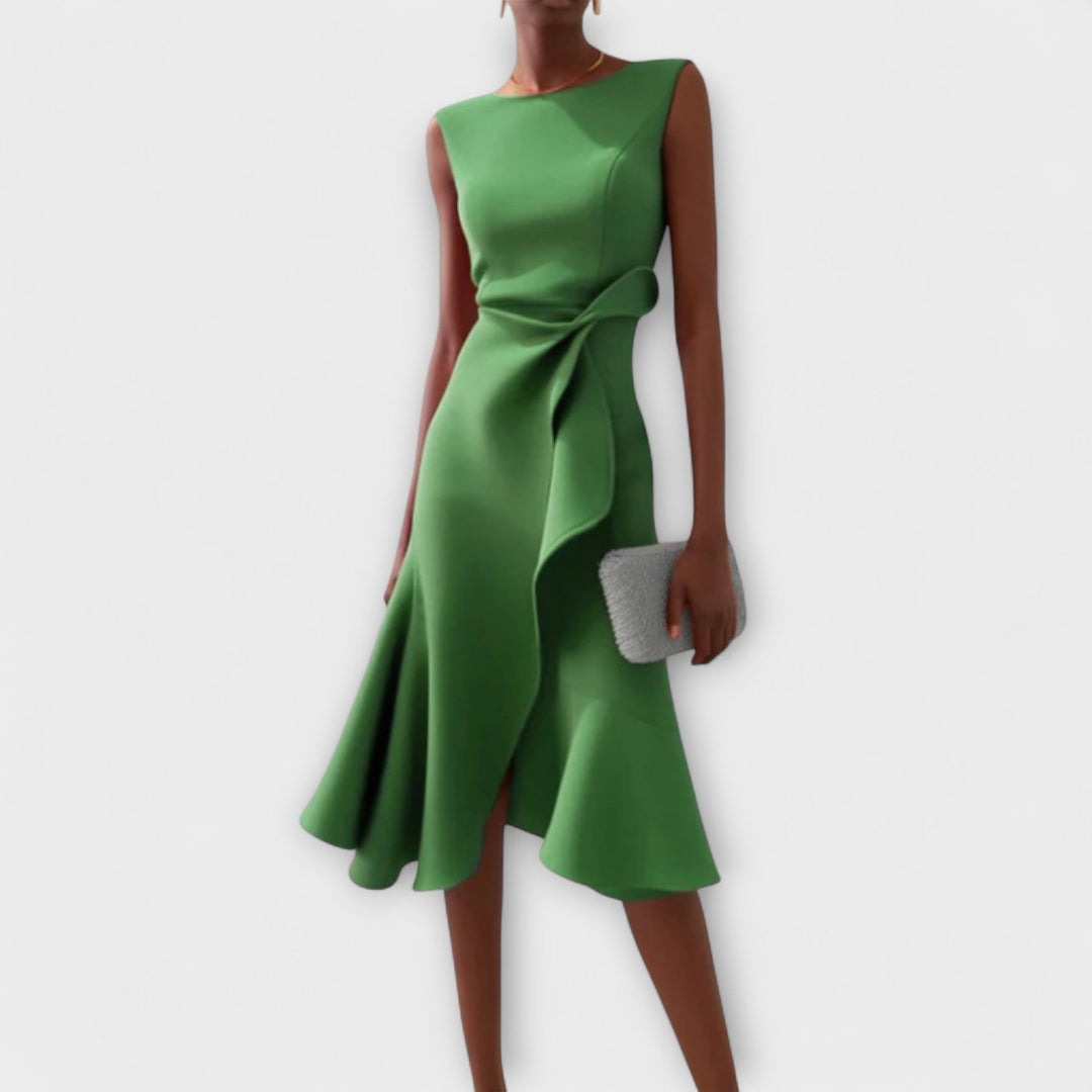 Ariane | Asymmetric Ruffle Midi Dress