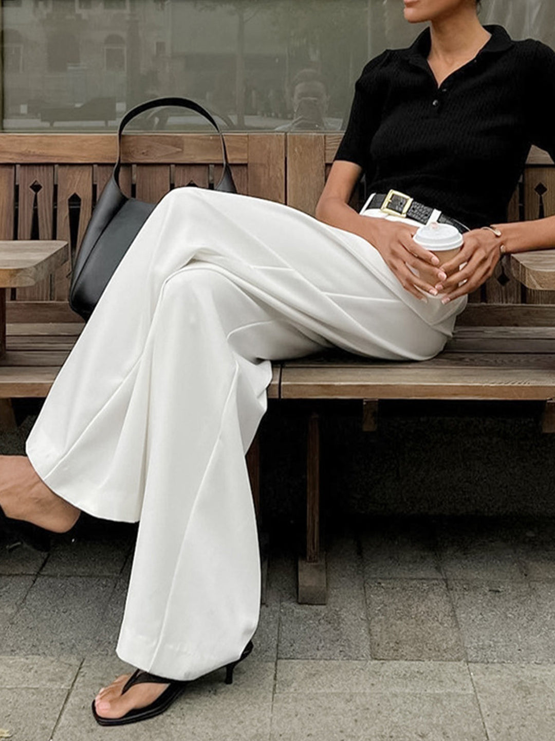 Ava | High-Waist Pleated Wide-Leg Tailored Trousers
