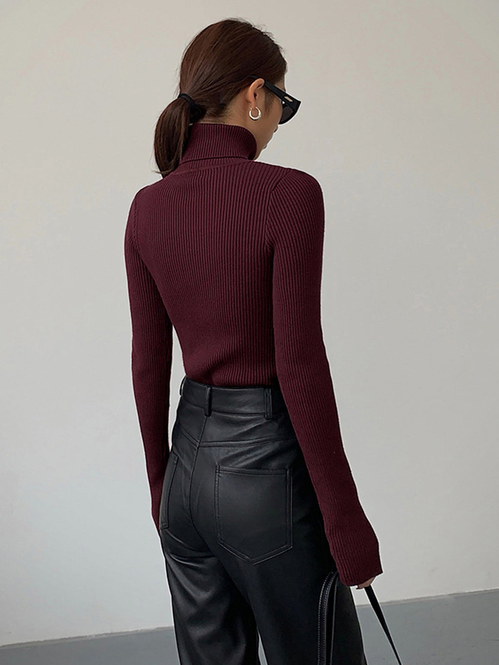 Clara | Turtleneck Ribbed Long Sleeve Knit Sweater