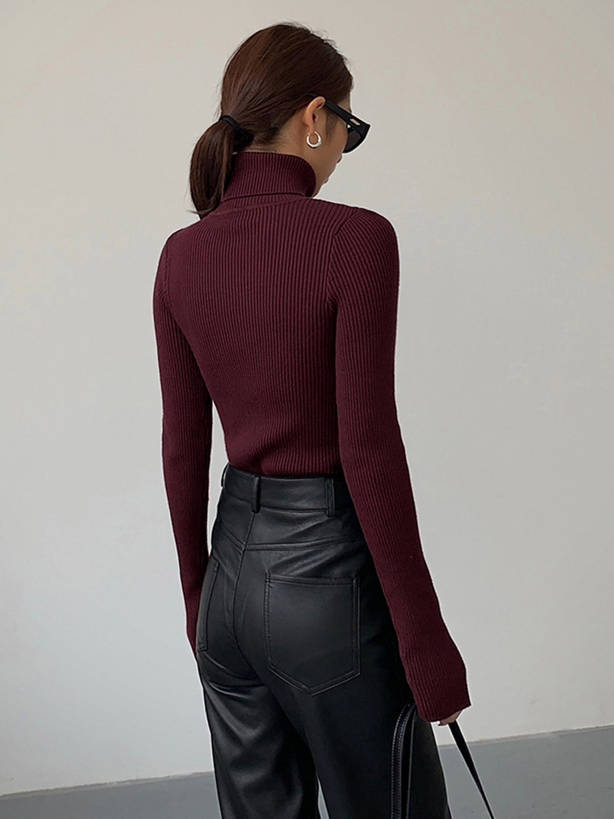 Clara | Turtleneck Ribbed Long Sleeve Knit Sweater