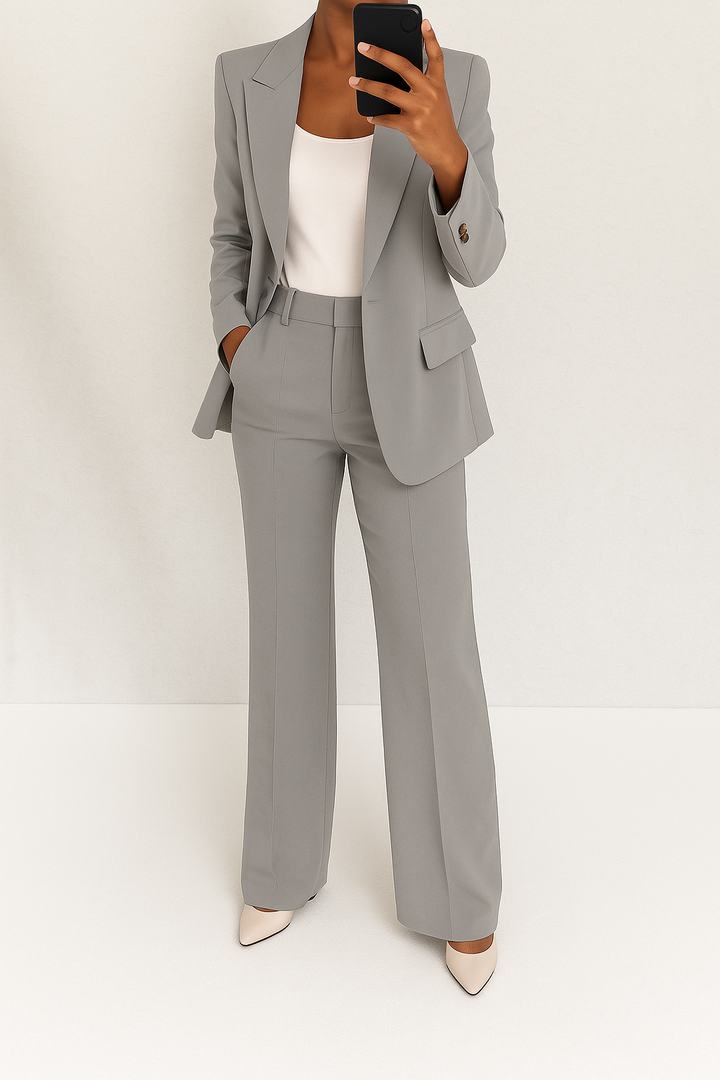 Aurore | Tailored Single-Button Blazer & Wide-Leg Trousers Set