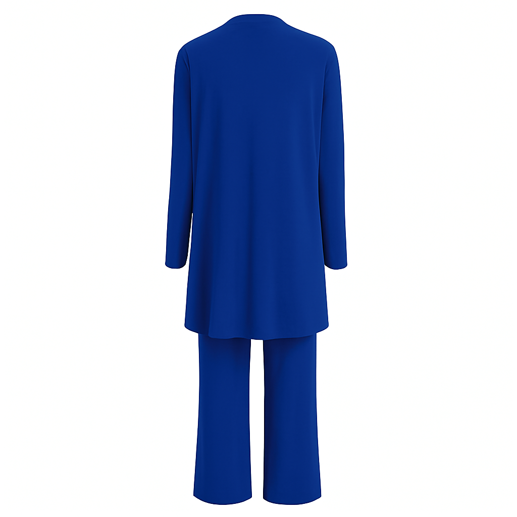 Diana | Open Front Cardigan, Sleeveless Vest & Wide Leg Trouser Three-Piece Set