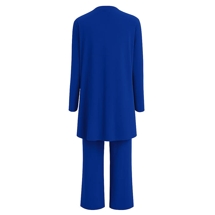 Diana | Open Front Cardigan, Sleeveless Vest & Wide Leg Trouser Three-Piece Set