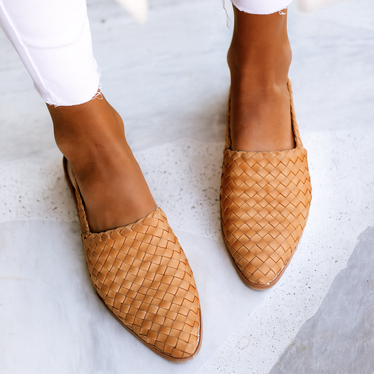 Ambrosine | Women's Pointed Toe Woven Leather Loafers