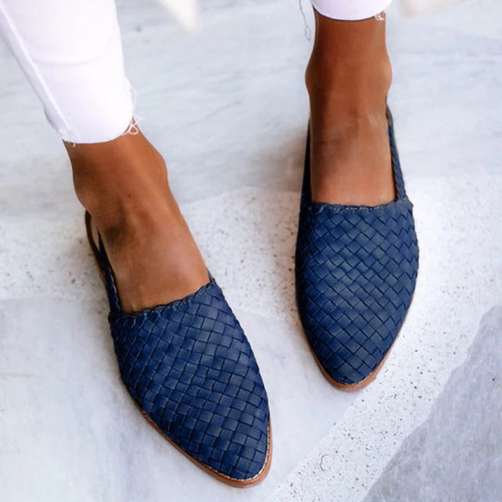 Dana | Woven Leather Pointed-Toe Flat Mules