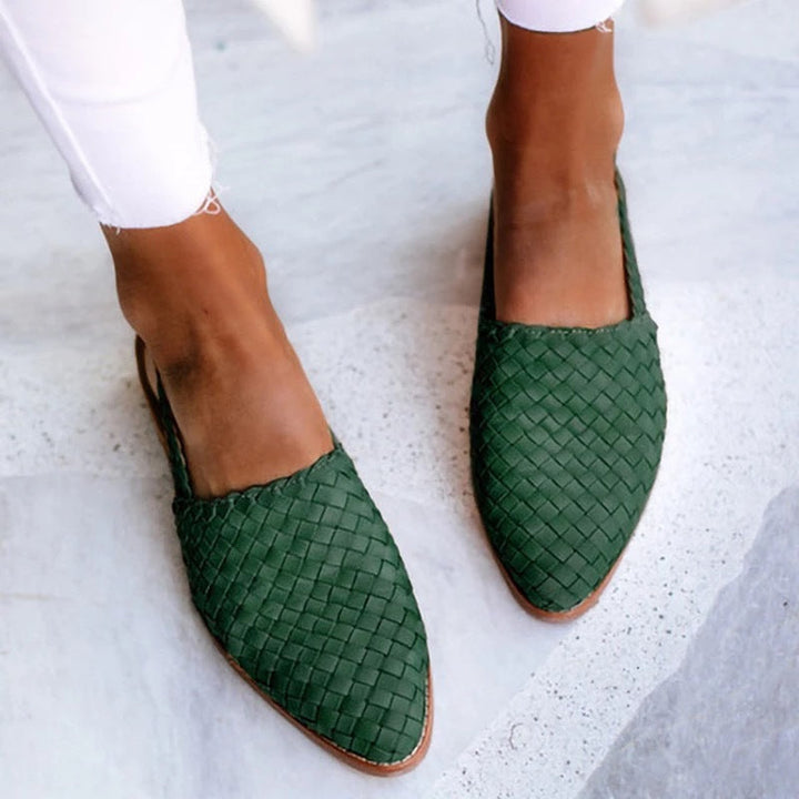 Dana | Woven Leather Pointed-Toe Flat Mules