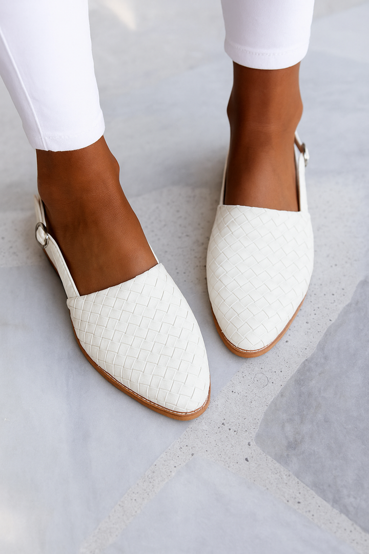 Dana | Woven Leather Pointed-Toe Flat Mules