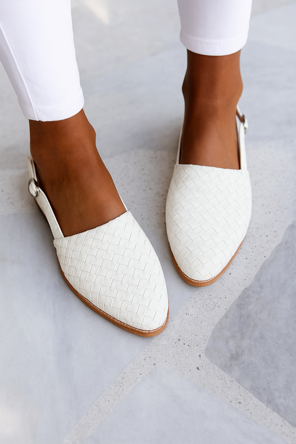 Dana | Woven Leather Pointed-Toe Flat Mules