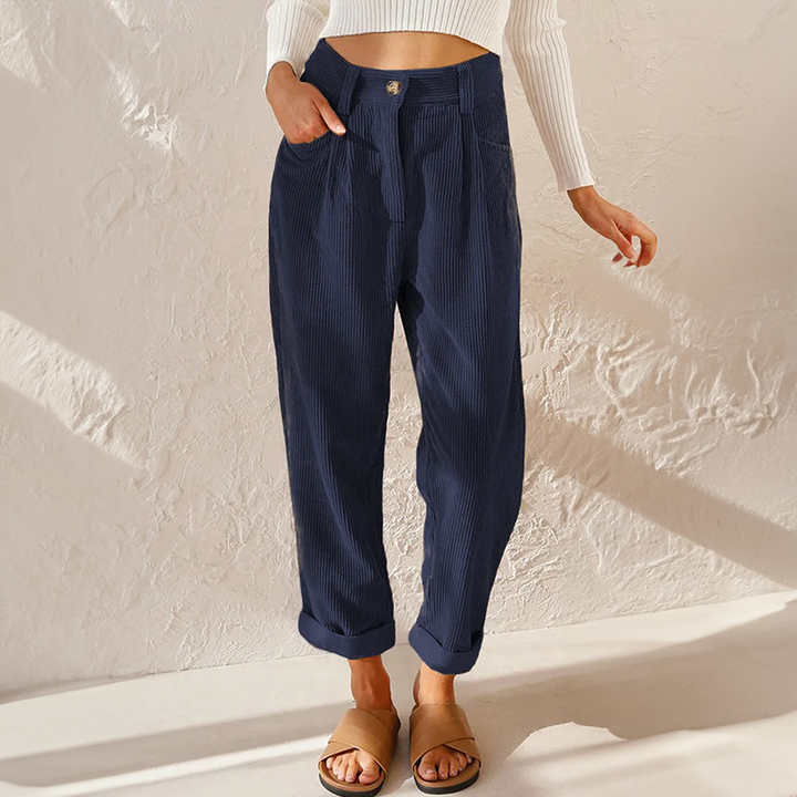 Reese | High Waist Pleated Corduroy Trousers