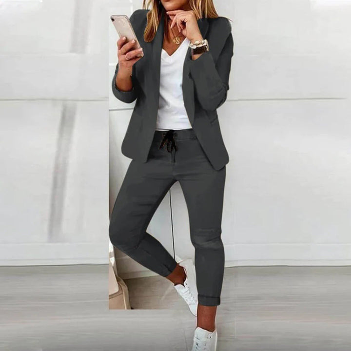 Smart | Open-Front Blazer & Drawstring Tapered Trousers Set