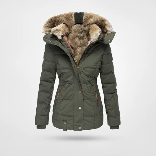Sina | Faux Fur Hood Quilted Jacket