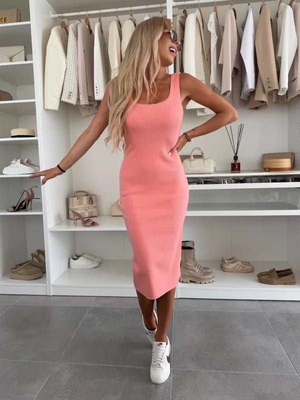 Riviera | Ribbed Knit Midi Dress & Button-Up Cardigan Set