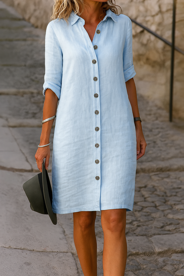 Josette | Button-Front Shirt Midi Dress with Pockets