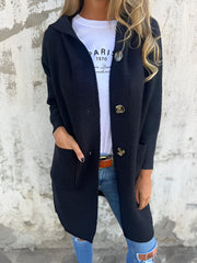 Rosa | Longline Hooded Knit Cardigan with Pockets