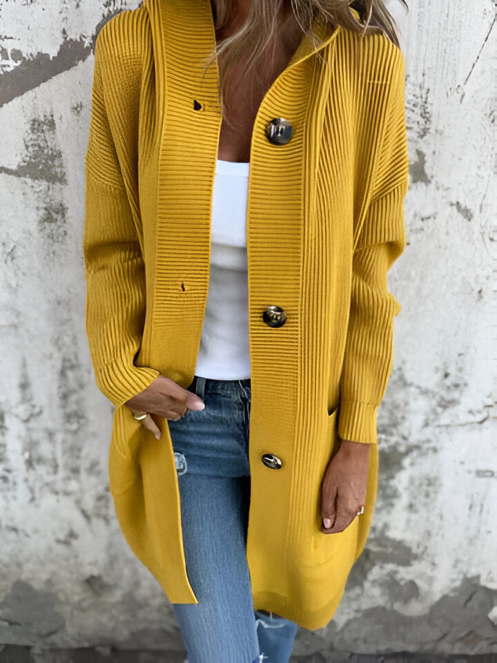 Rosa | Longline Hooded Knit Cardigan with Pockets