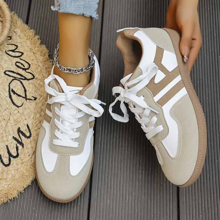 Gabi | Retro Suede Panel Lace-Up Flatform Trainers