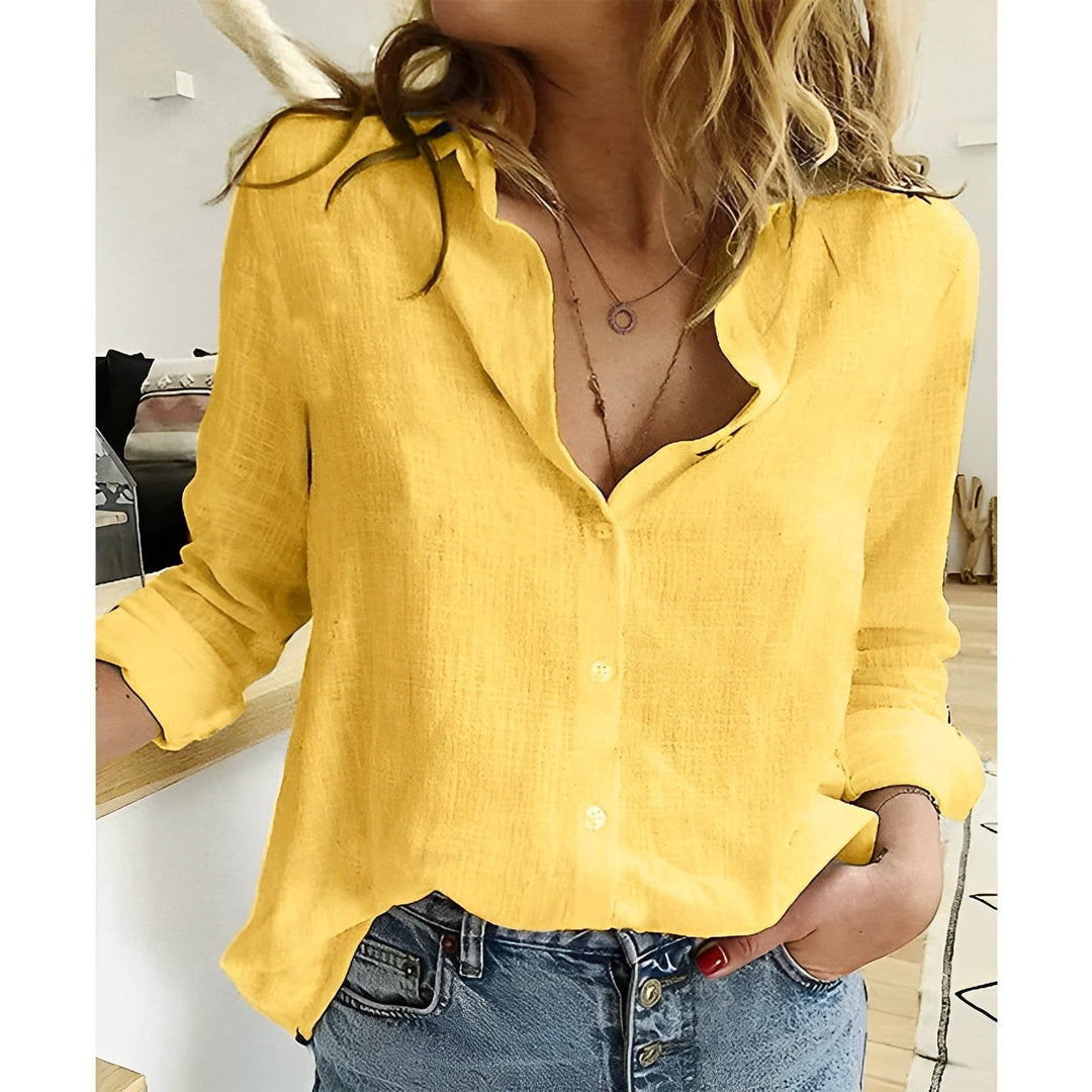 Brisa | Linen Button-Down Long Sleeve Blouse