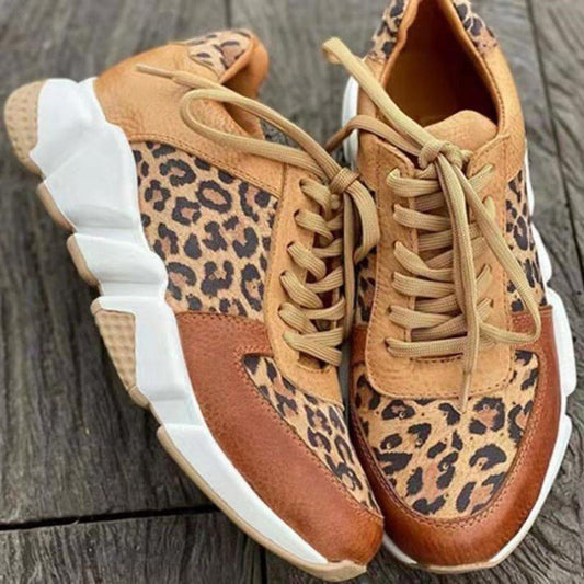 Stella | Leopard Print Lace-Up Chunky Sole Fashion Sneakers