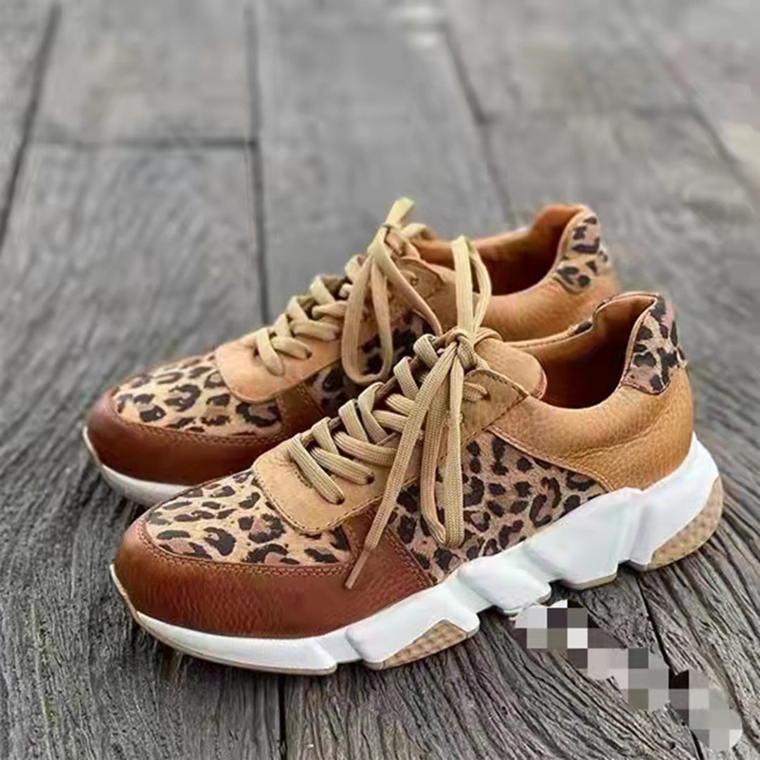 Stella | Leopard Print Lace-Up Chunky Sole Fashion Sneakers
